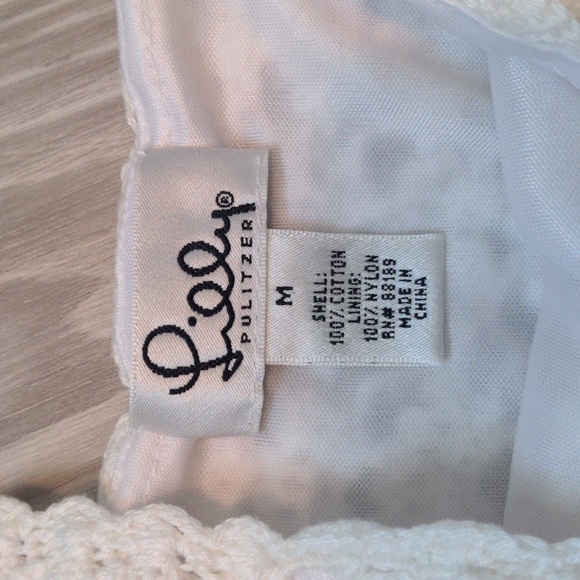 90's vintage Lilly Pulitzer crochet tank top fully lined cream colored - Picture 3 of 16